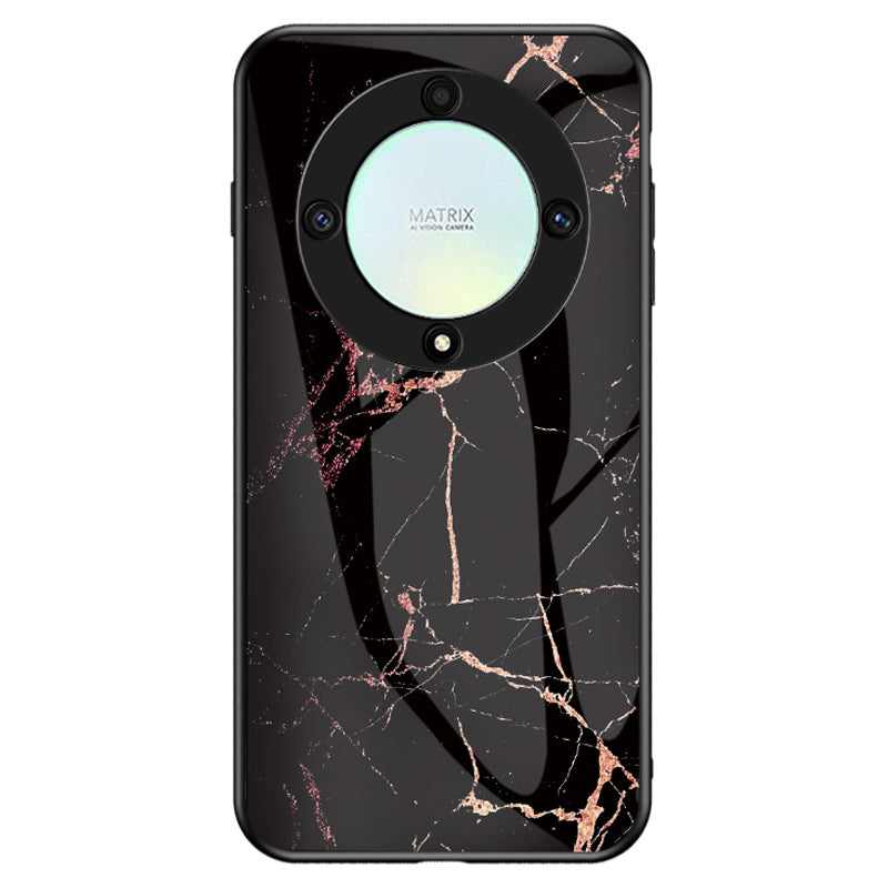 For Honor X9a 5G Phone Case Marble Pattern Anti-Scratch Tempered Glass + PC +TPU Cover