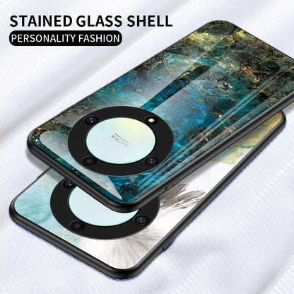 For Honor X9a 5G Phone Case Marble Pattern Anti-Scratch Tempered Glass + PC +TPU Cover