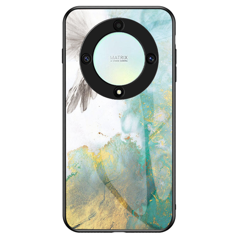 For Honor X9a 5G Phone Case Marble Pattern Anti-Scratch Tempered Glass + PC +TPU Cover