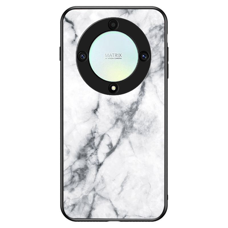 For Honor X9a 5G Phone Case Marble Pattern Anti-Scratch Tempered Glass + PC +TPU Cover