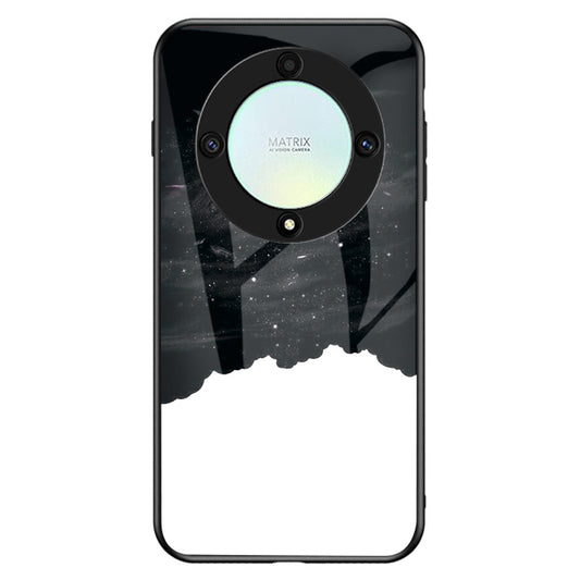 For Honor X9a 5G Starry Sky Pattern Phone Case PC+TPU+Tempered Glass Anti-scratch Cover