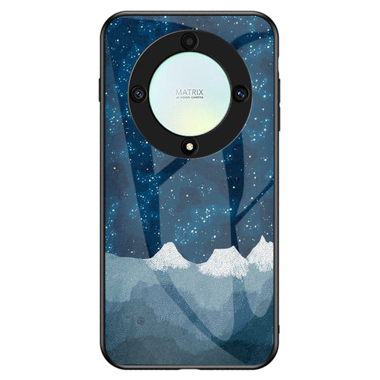 For Honor X9a 5G Starry Sky Pattern Phone Case PC+TPU+Tempered Glass Anti-scratch Cover