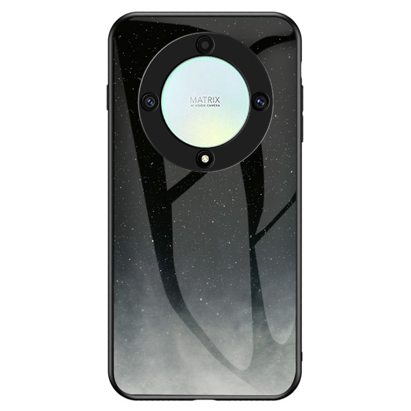 For Honor X9a 5G Starry Sky Pattern Phone Case PC+TPU+Tempered Glass Anti-scratch Cover