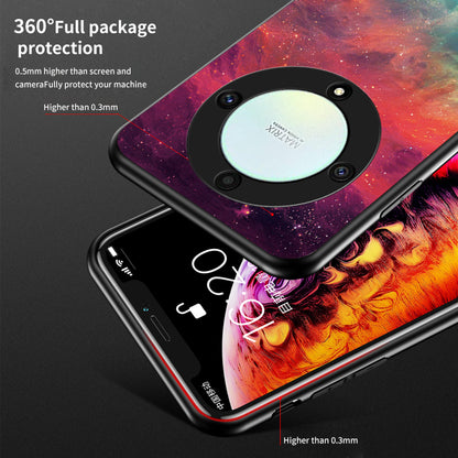 For Honor X9a 5G Starry Sky Pattern Phone Case PC+TPU+Tempered Glass Anti-scratch Cover
