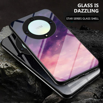 For Honor X9a 5G Starry Sky Pattern Phone Case PC+TPU+Tempered Glass Anti-scratch Cover