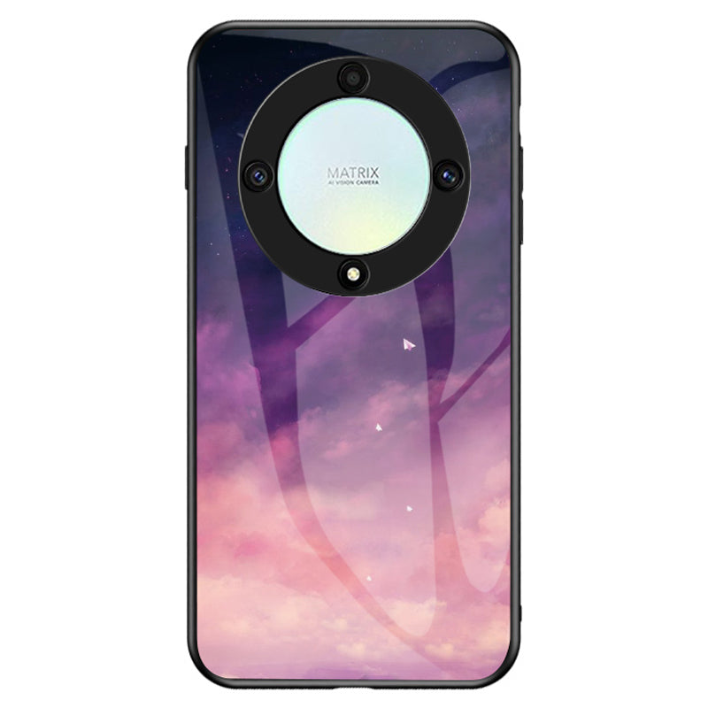 For Honor X9a 5G Starry Sky Pattern Phone Case PC+TPU+Tempered Glass Anti-scratch Cover