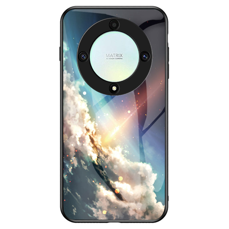 For Honor X9a 5G Starry Sky Pattern Phone Case PC+TPU+Tempered Glass Anti-scratch Cover