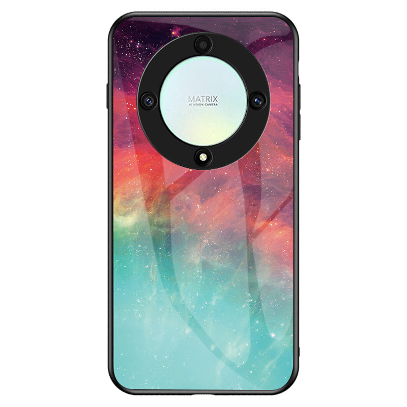For Honor X9a 5G Starry Sky Pattern Phone Case PC+TPU+Tempered Glass Anti-scratch Cover