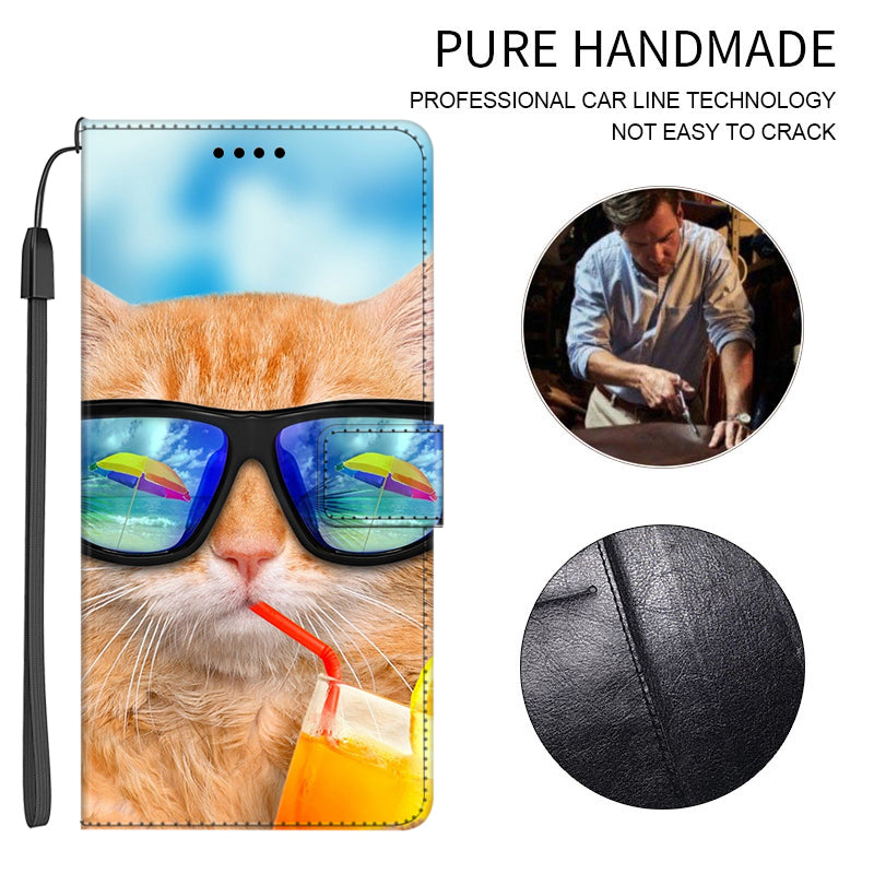 For Honor X9a 5G PU Leather Phone Case Pattern Printing Folding Stand Wallet Cover with Strap