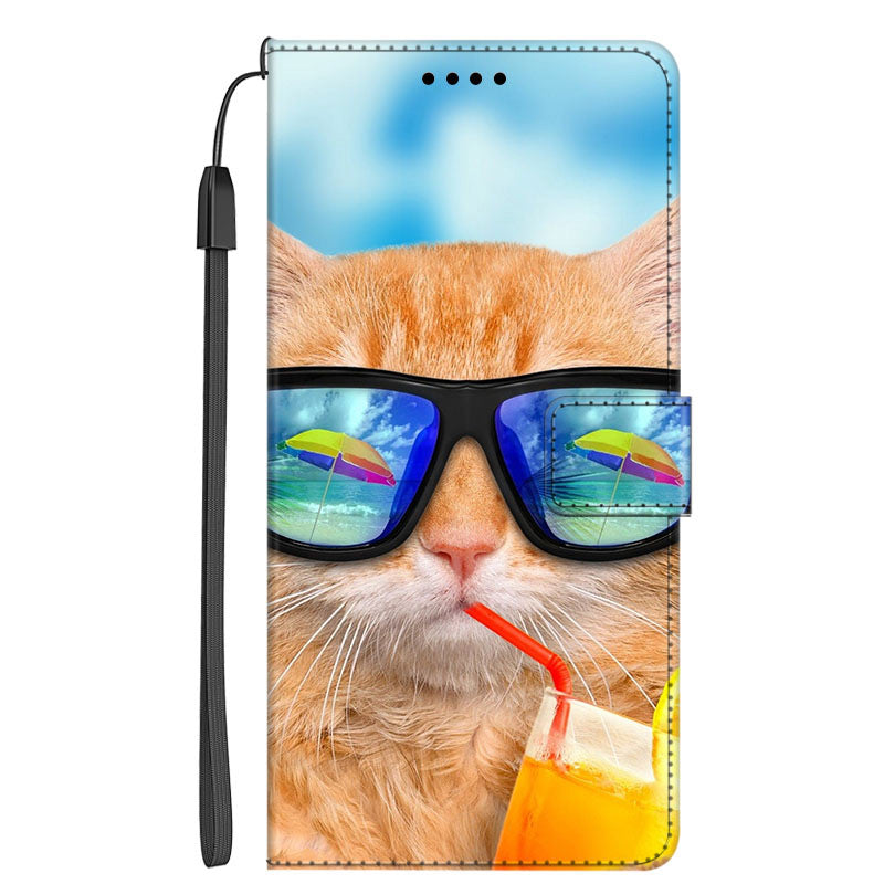 For Honor X9a 5G PU Leather Phone Case Pattern Printing Folding Stand Wallet Cover with Strap