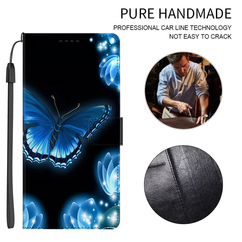 For Honor X9a 5G PU Leather Phone Case Pattern Printing Folding Stand Wallet Cover with Strap