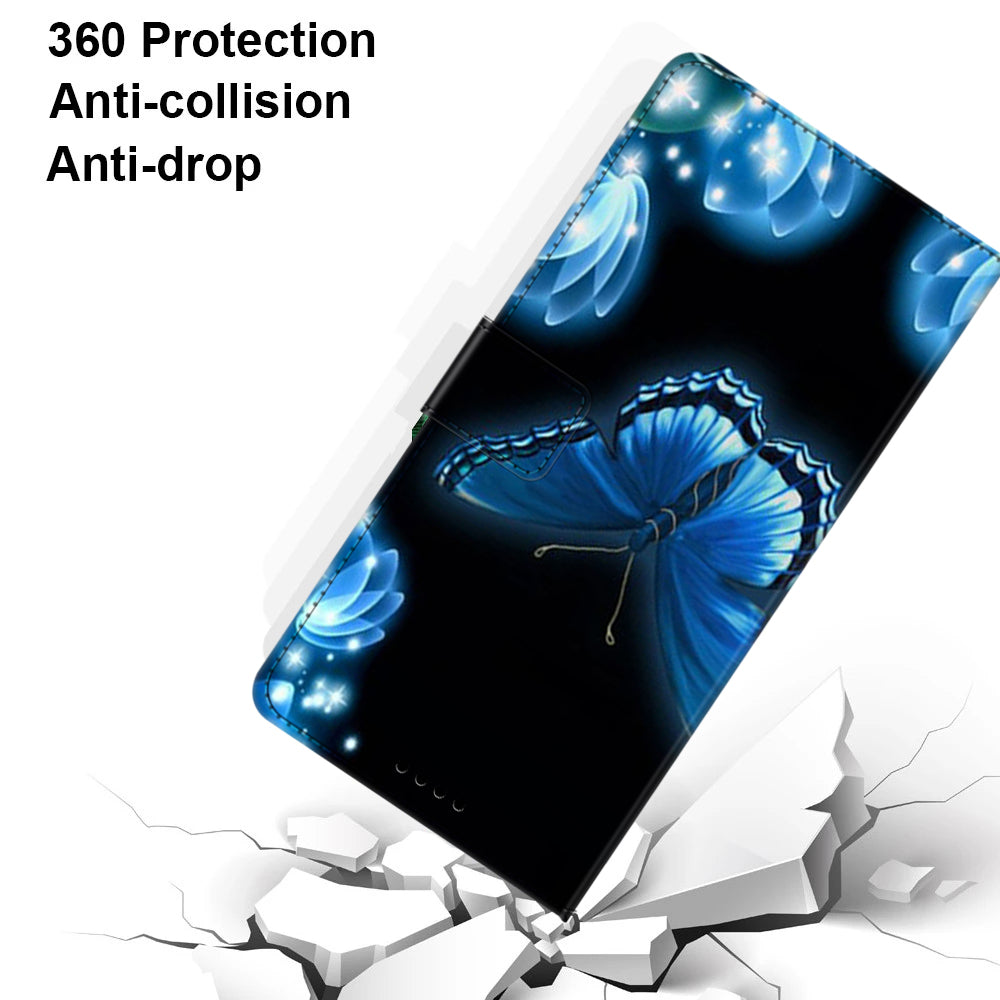 For Honor X9a 5G PU Leather Phone Case Pattern Printing Folding Stand Wallet Cover with Strap