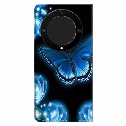 For Honor X9a 5G PU Leather Phone Case Pattern Printing Folding Stand Wallet Cover with Strap