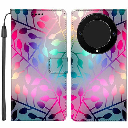 For Honor X9a 5G PU Leather Phone Case Pattern Printing Folding Stand Wallet Cover with Strap