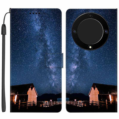For Honor X9a 5G PU Leather Phone Case Pattern Printing Folding Stand Wallet Cover with Strap