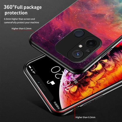 For Xiaomi Redmi 12C 4G Tempered Glass Back Cover Starry Sky Pattern Anti-Scratch PC+TPU Phone Case