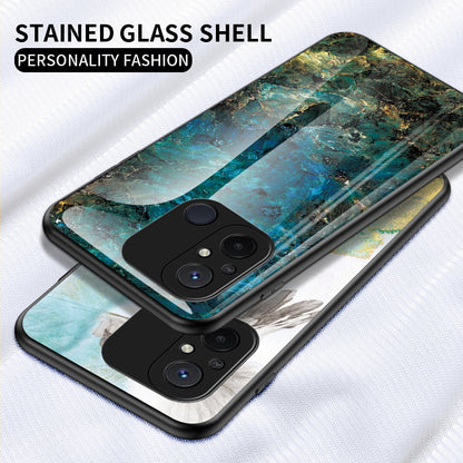 For Xiaomi Redmi 12C 4G Tempered Glass Phone Case Marble Pattern Design PC +TPU Protective Cover