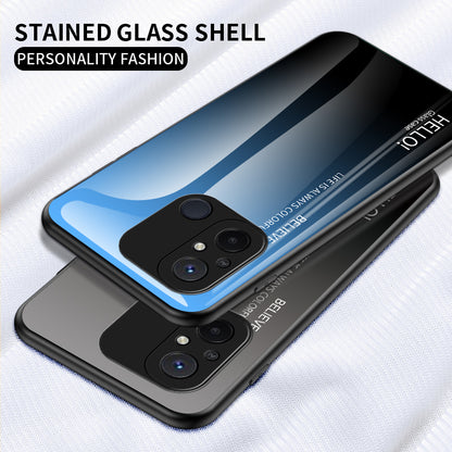 For Xiaomi Redmi 12C 4G Gradient Color Phone Case Tempered Glass+PC+TPU Cover