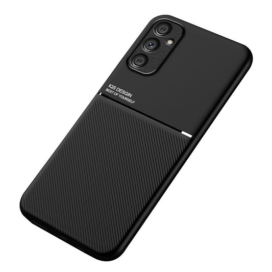 For Samsung Galaxy A34 5G Smartphone Case Lines Imprinted Leather+TPU Cell Phone Cover