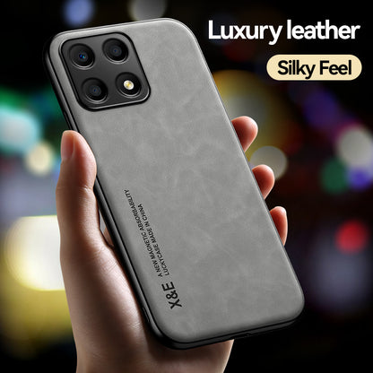 X&E For Honor X8a 4G PU Leather Coated TPU+PC Phone Case Skin-touch Phone Cover