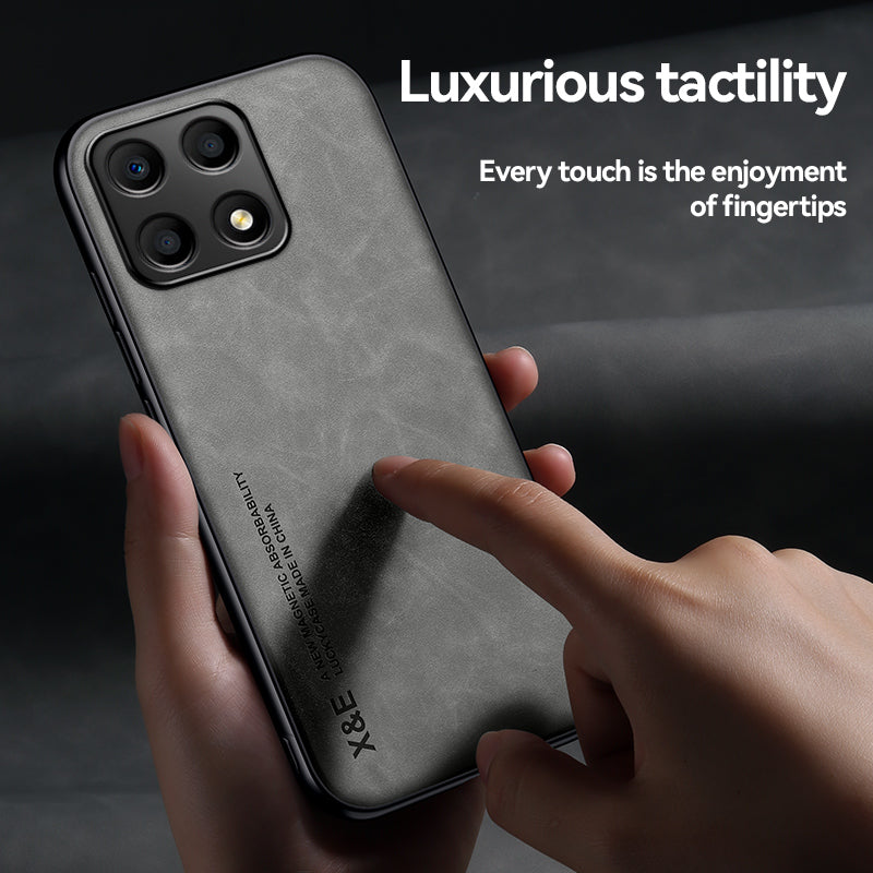 X&E For Honor X8a 4G PU Leather Coated TPU+PC Phone Case Skin-touch Phone Cover