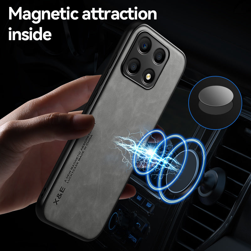 X&E For Honor X8a 4G PU Leather Coated TPU+PC Phone Case Skin-touch Phone Cover