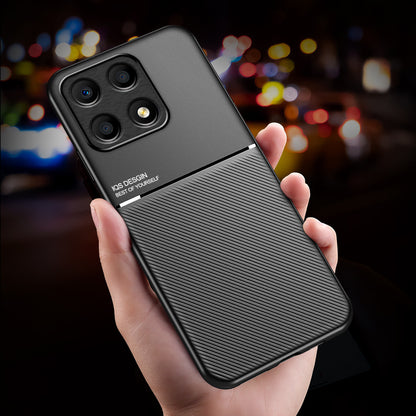 For Honor X8a 4G Cell Phone Case Lines Imprinted PU Leather+TPU Shockproof Cover