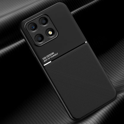 For Honor X8a 4G Cell Phone Case Lines Imprinted PU Leather+TPU Shockproof Cover