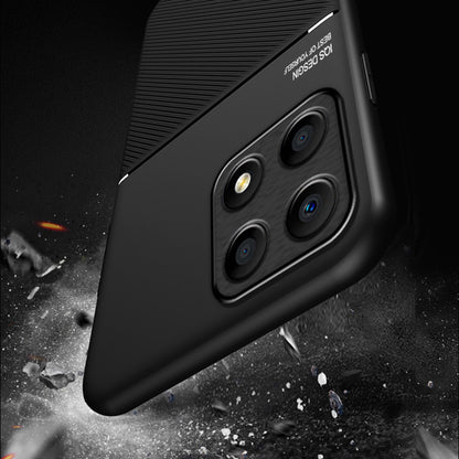 For Honor X8a 4G Cell Phone Case Lines Imprinted PU Leather+TPU Shockproof Cover