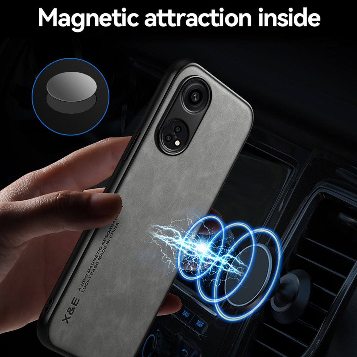 X&E For Oppo Reno8 T 4G Skin-touch Phone Case PU Leather Coated TPU+PC Smartphone Cover