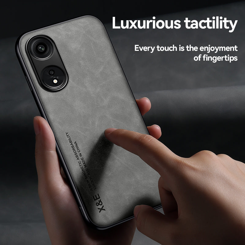 X&E For Oppo A1 Pro 5G / Reno8 T 5G Skin-touch Leather Coated TPU+PC Cover Protective Phone Case