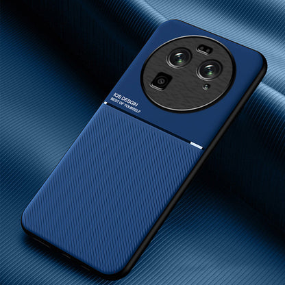 For Oppo Find X6 Lines Imprinted Phone Case Anti-scratch Leather+TPU Cover