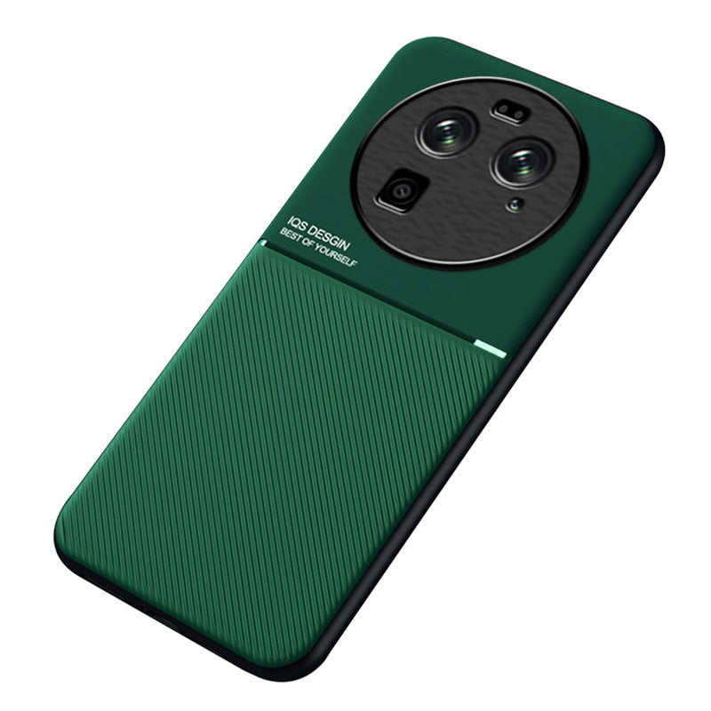 For Oppo Find X6 Lines Imprinted Phone Case Anti-scratch Leather+TPU Cover