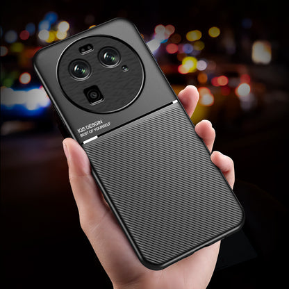 For Oppo Find X6 Lines Imprinted Phone Case Anti-scratch Leather+TPU Cover