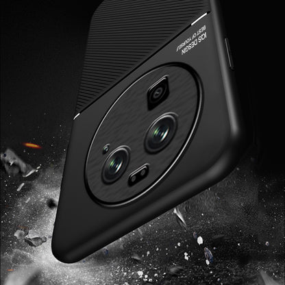 For Oppo Find X6 Lines Imprinted Phone Case Anti-scratch Leather+TPU Cover