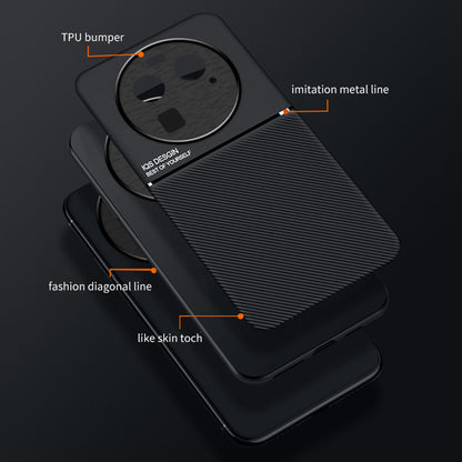 For Oppo Find X6 Lines Imprinted Phone Case Anti-scratch Leather+TPU Cover