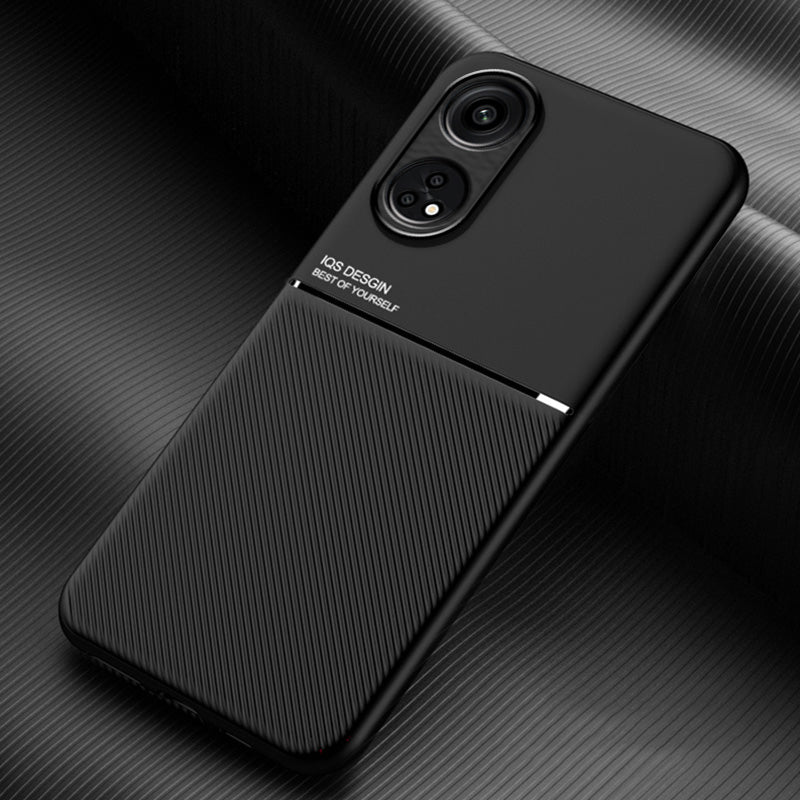 For Oppo Reno8 T 4G Lines Imprinted Phone Case PU Leather+TPU Cell Phone Cover