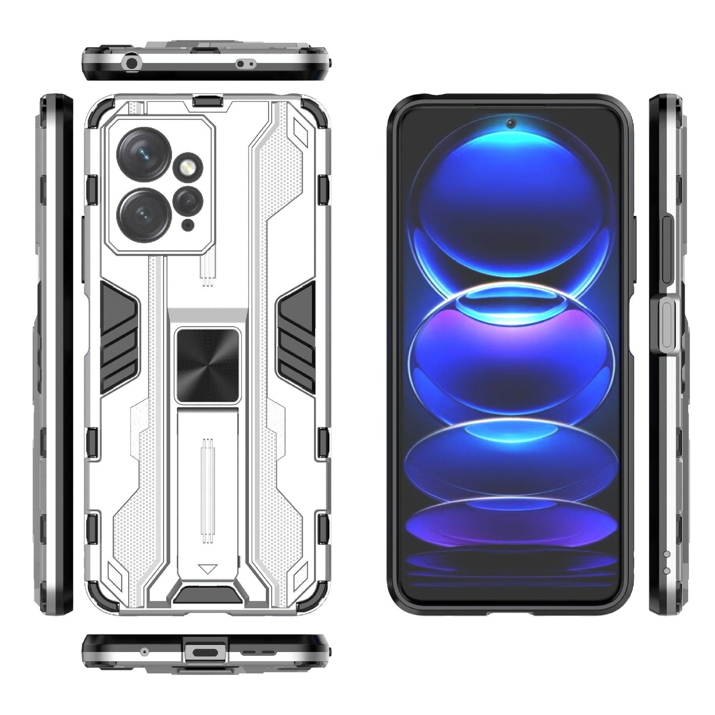 For Xiaomi Redmi Note 12 4G Kickstand Phone Case Hard PC Soft TPU Cell Phone Cover