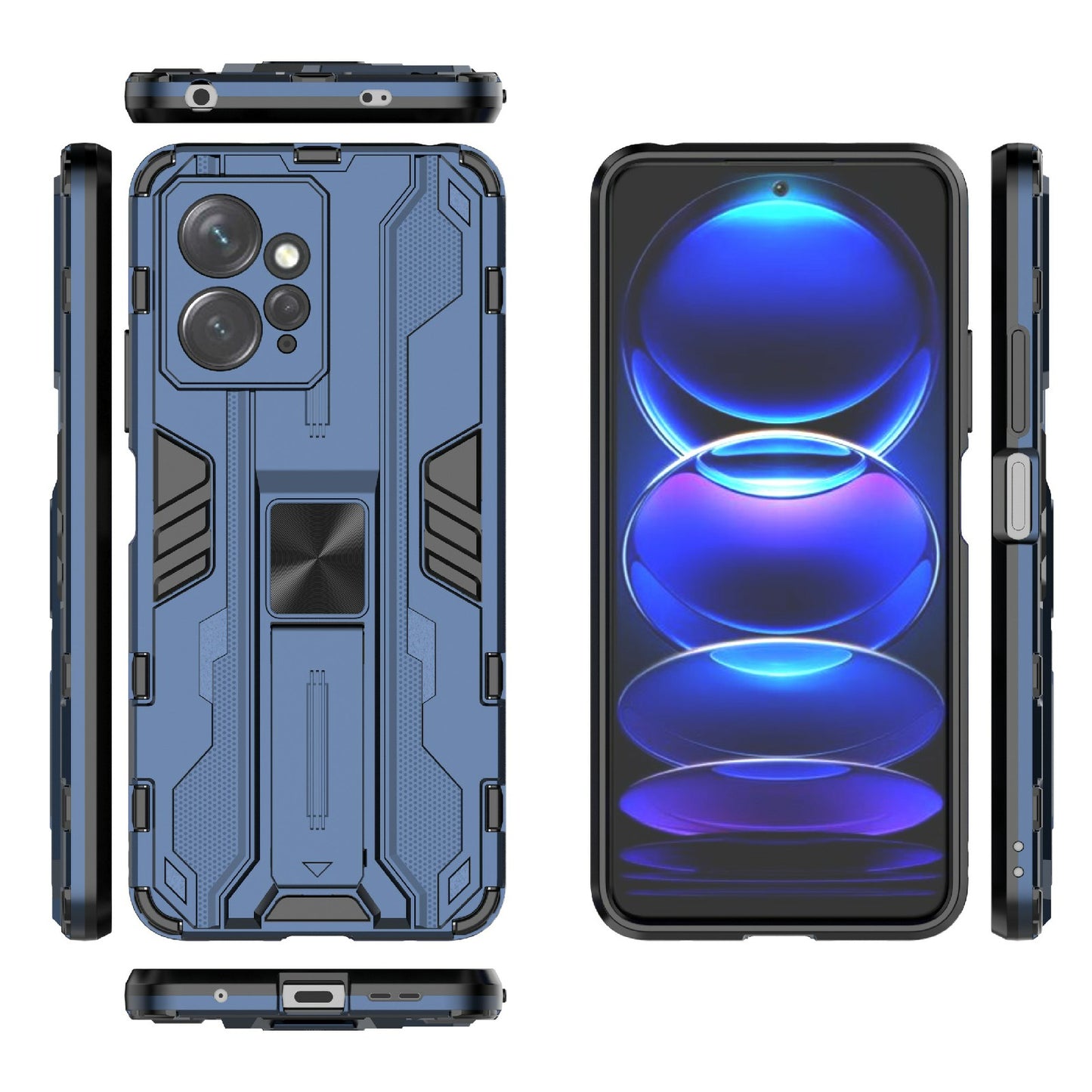 For Xiaomi Redmi Note 12 4G Kickstand Phone Case Hard PC Soft TPU Cell Phone Cover