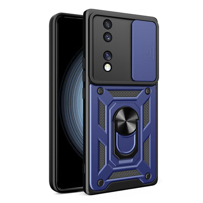 For Honor 70 5G Phone Kickstand Case Slide Camera Lens Protection PC+TPU Cover