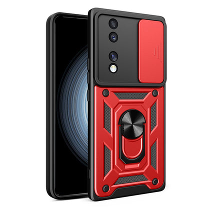 For Honor 70 5G Phone Kickstand Case Slide Camera Lens Protection PC+TPU Cover
