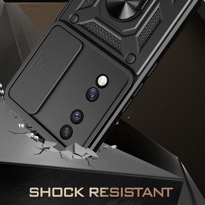 For Honor 70 5G Phone Kickstand Case Slide Camera Lens Protection PC+TPU Cover
