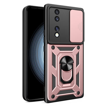 For Honor 70 5G Phone Kickstand Case Slide Camera Lens Protection PC+TPU Cover