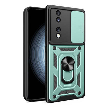 For Honor 70 5G Phone Kickstand Case Slide Camera Lens Protection PC+TPU Cover