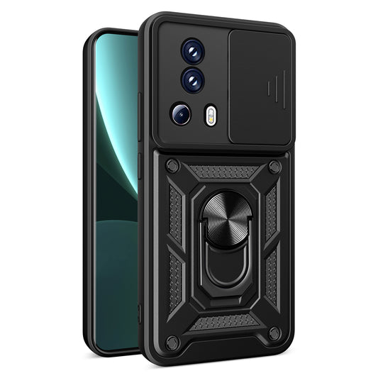 For Xiaomi 13 Lite / Civi 2 5G Kickstand PC+TPU Phone Case Slide Camera Lens Protection Phone Cover