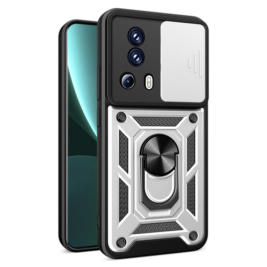 For Xiaomi 13 Lite / Civi 2 5G Kickstand PC+TPU Phone Case Slide Camera Lens Protection Phone Cover