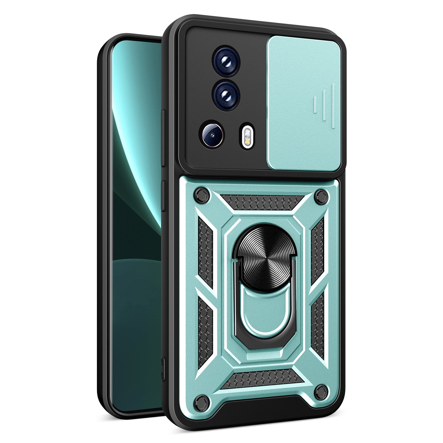 For Xiaomi 13 Lite / Civi 2 5G Kickstand PC+TPU Phone Case Slide Camera Lens Protection Phone Cover
