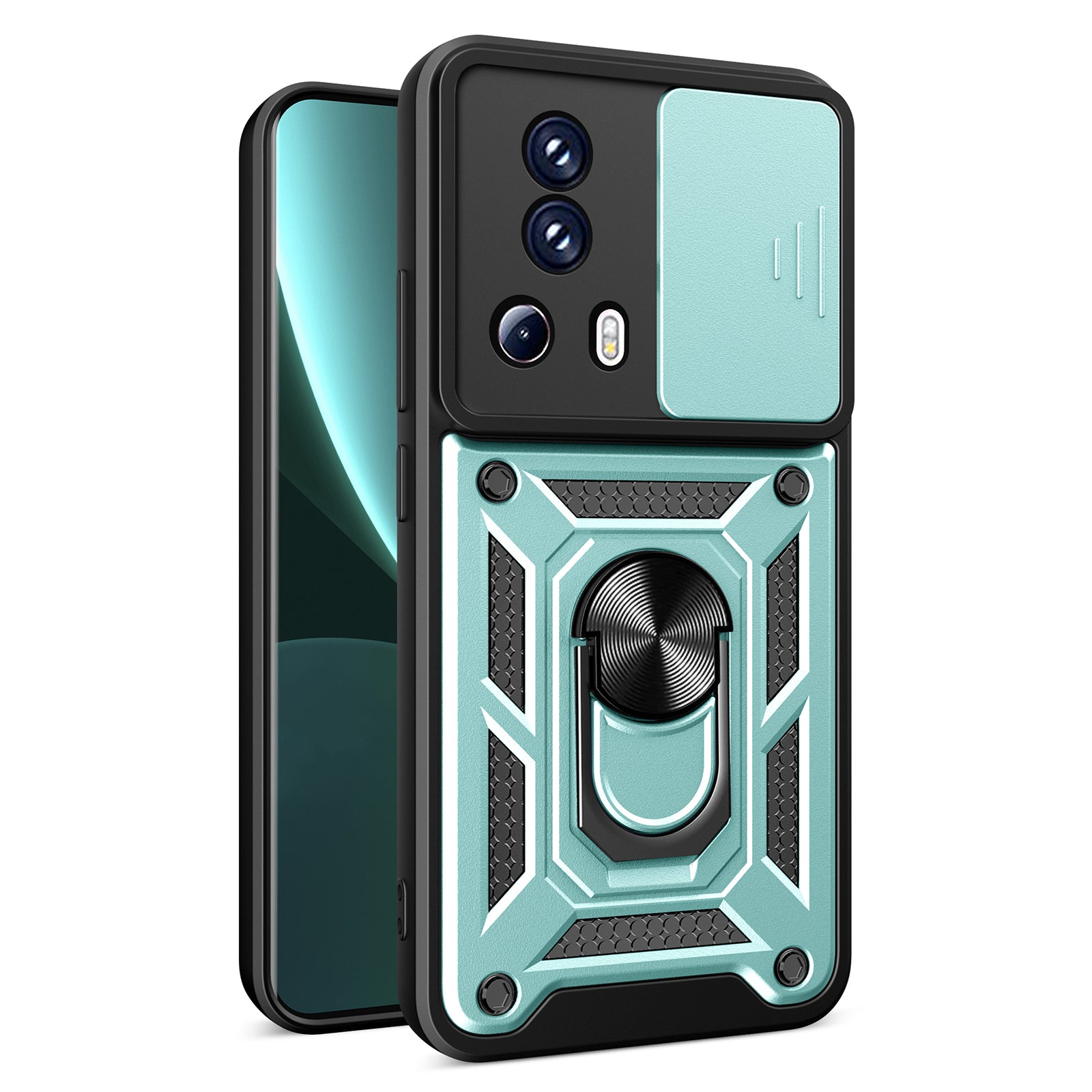 For Xiaomi 13 Lite / Civi 2 5G Kickstand PC+TPU Phone Case Slide Camera Lens Protection Phone Cover