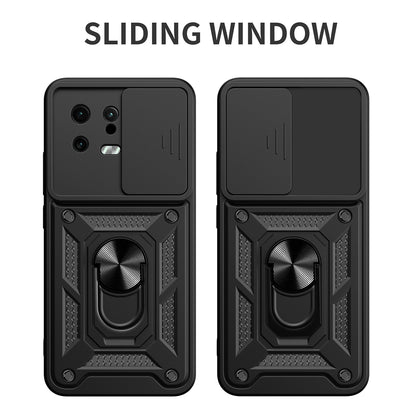 For Xiaomi 13 Lite / Civi 2 5G Kickstand PC+TPU Phone Case Slide Camera Lens Protection Phone Cover