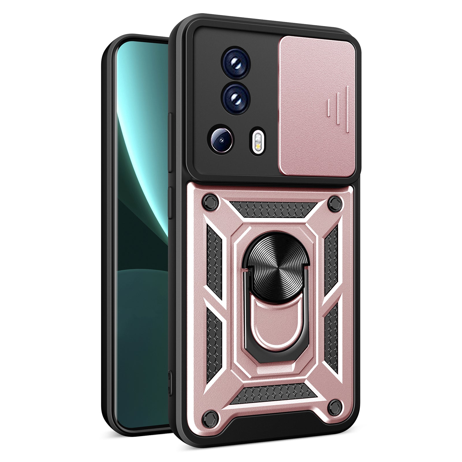 For Xiaomi 13 Lite / Civi 2 5G Kickstand PC+TPU Phone Case Slide Camera Lens Protection Phone Cover